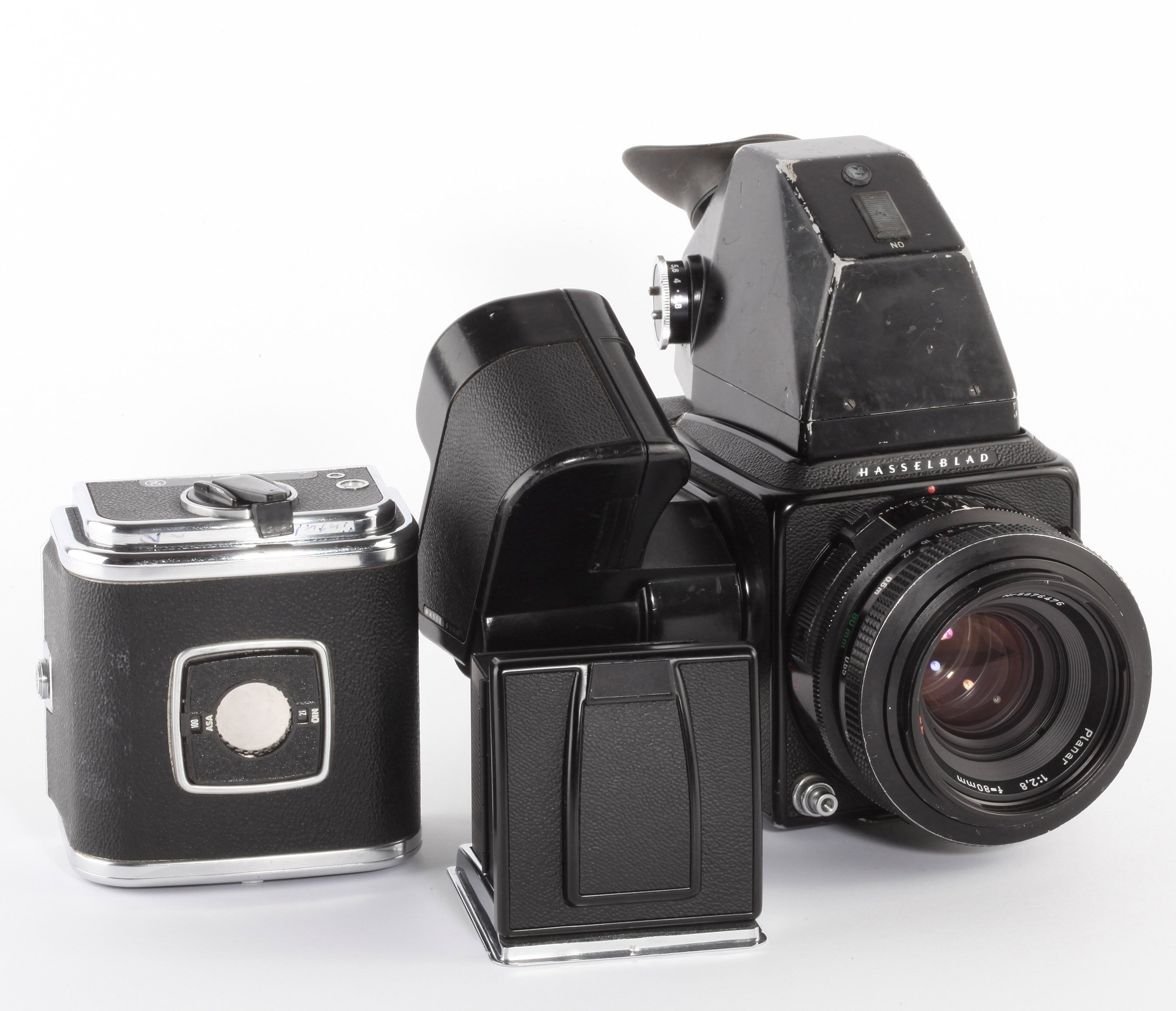 Hasselblad 2000FCW Planar 2,8/80mm 2x Magazine Prisma TTL Lichtschacht  Winder