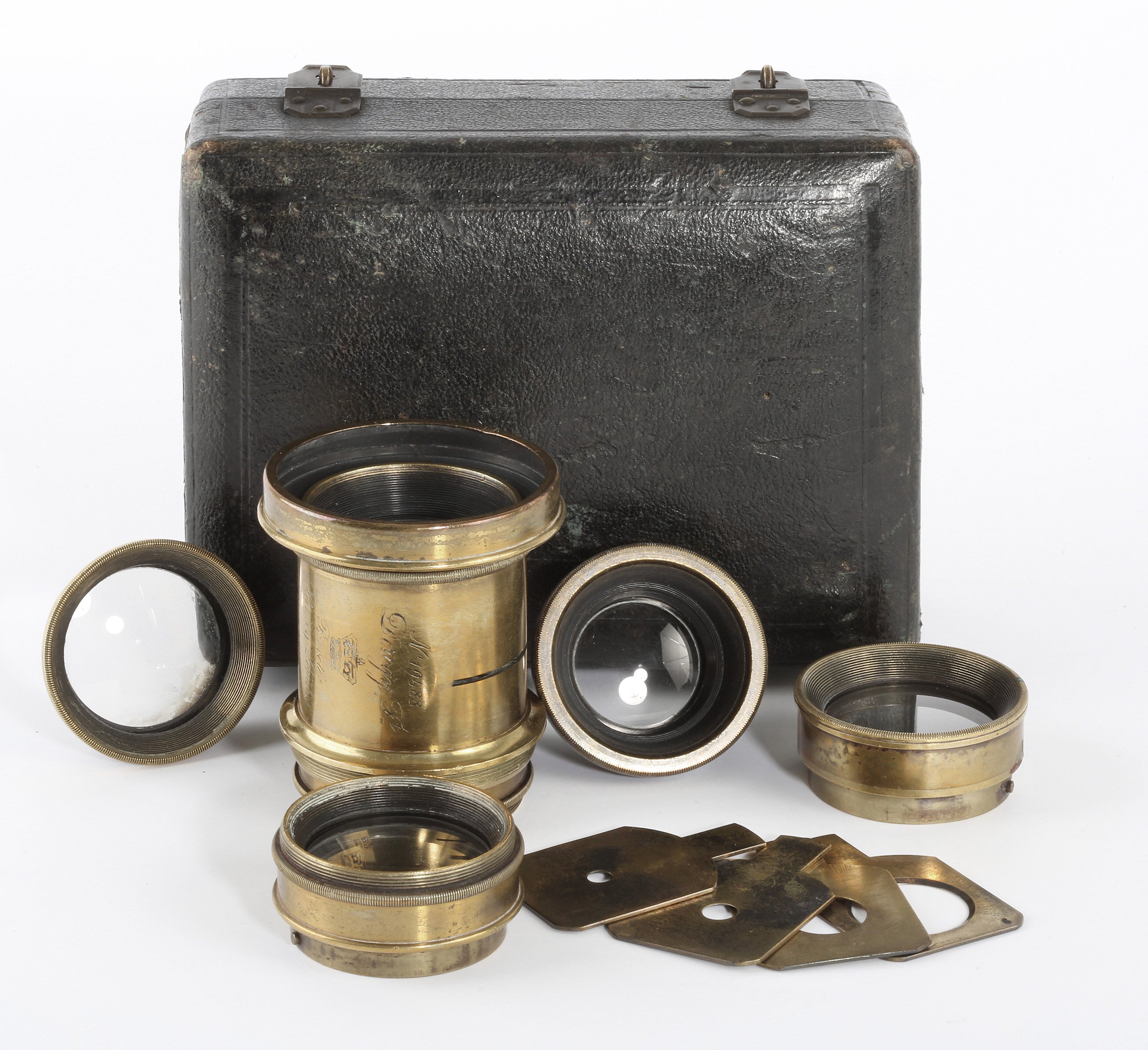 Brass Lens DEROGY Fab. Brevete Paris and Londres-Set