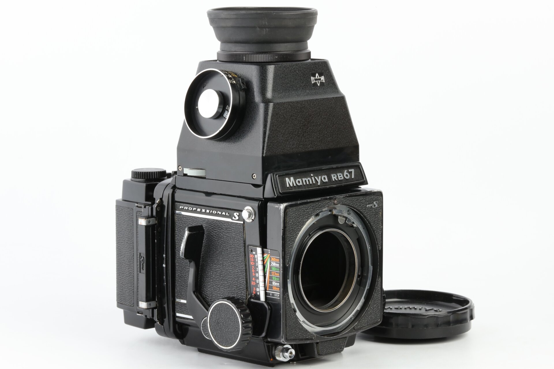 Mamiya RB67 Professional ProS Gehäuse mitLupensucher und 6x8 Motor Magazin