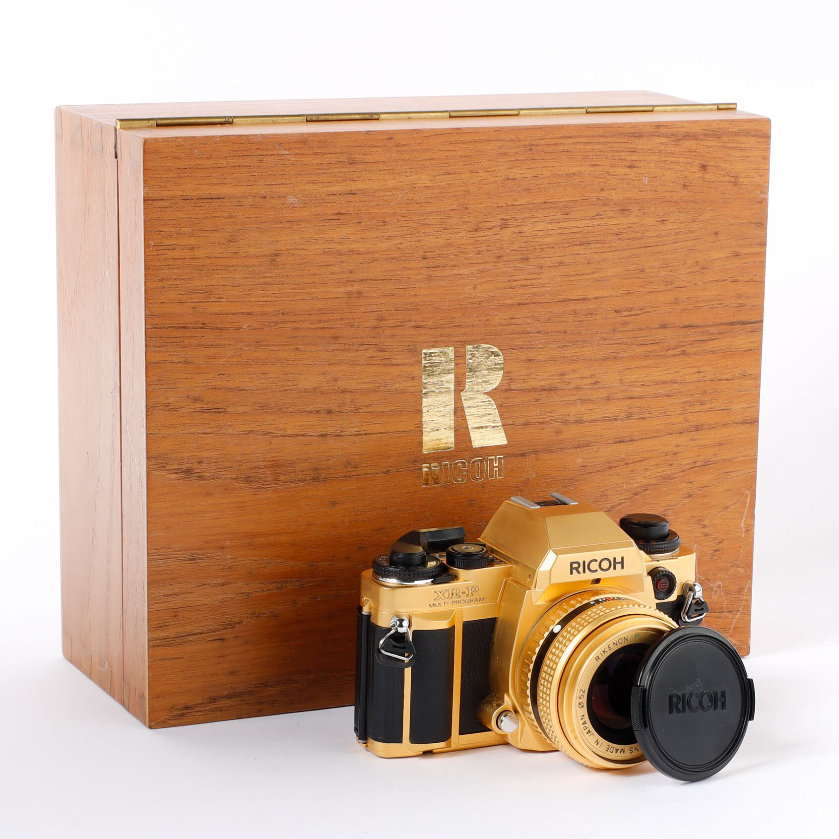 Ricoh XR-P Multi-Program Rikenon P 1.7/50mm Gold limitierte Edition Holz Box
