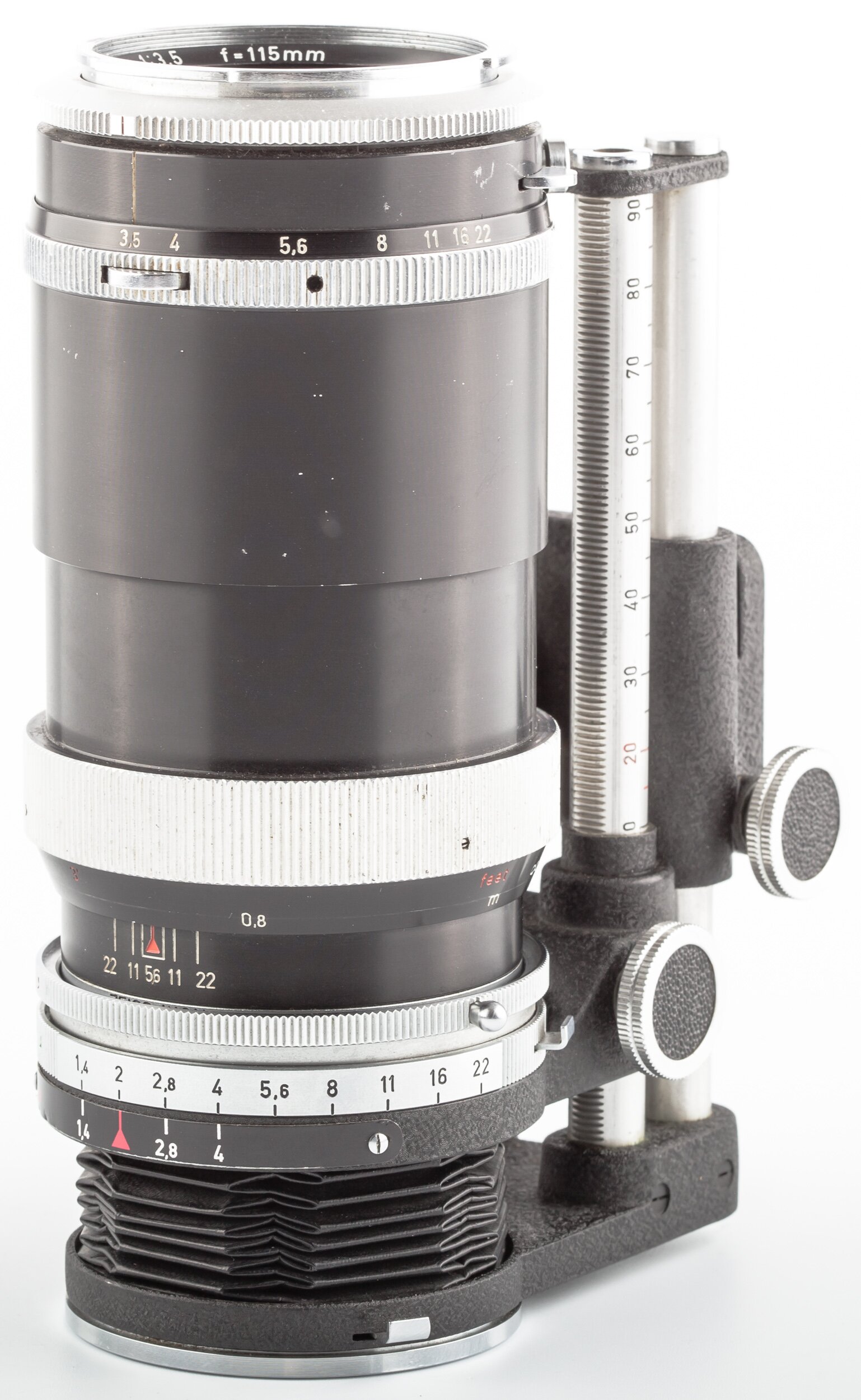 Carl Zeiss Objektiv Tessar 3,5/115 mm mit Balgengerät Contarex