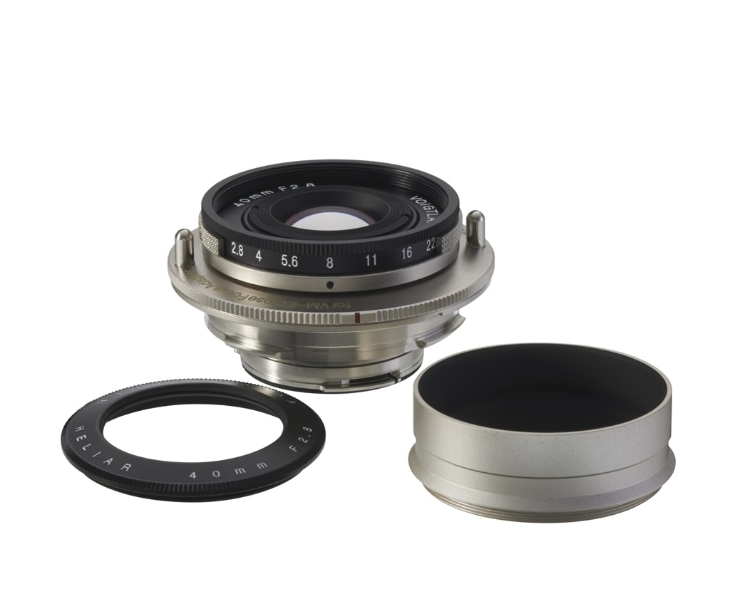 Voigtländer VM 40mm 2,8 Heliar Leica M Nickel für Nah+ Systemadapter VM-E