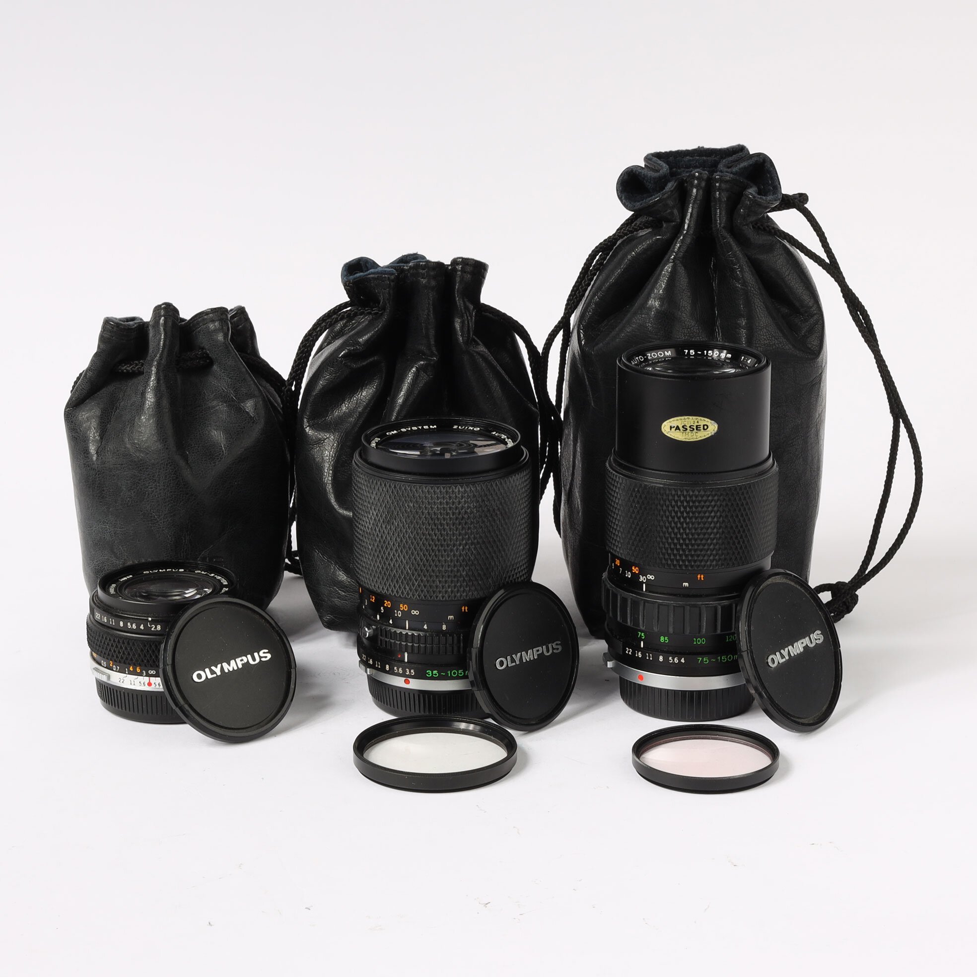 Olympus OM 2.8/28mm 4/75-150mm 3.5-4.5/35-105mm Objektiv Set